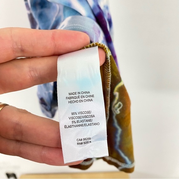 Handmade Geode Tie Dye Dress Womens Size Medium Deep Vneck Upcycled Colorful - Picture 11 of 13